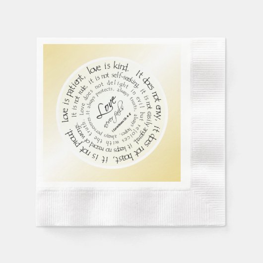 Serviette En Papier Gold Christian Love est Mariage patient serviettes (Devant)
