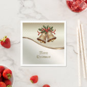 Serviette En Papier Gold Christmas Bells Holiday Napkin (En situation)