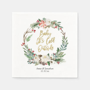 Serviette En Papier Gold Christmas Floral Papier Party Napkin