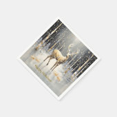 Serviette En Papier Gold Christmas Reindeer Holiday Napkin (Coin)