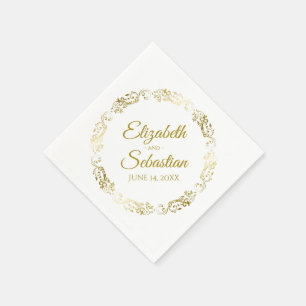 Serviette En Papier Gold Circle Filigree Élégant Mariage simple