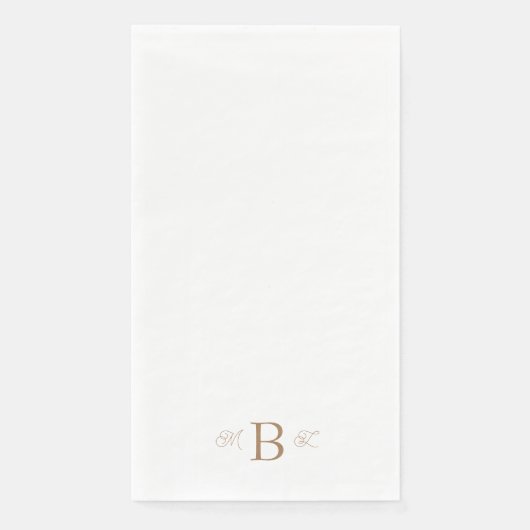 Serviette En Papier Gold Combo Police Monogramme Mariage blanc (Devant)