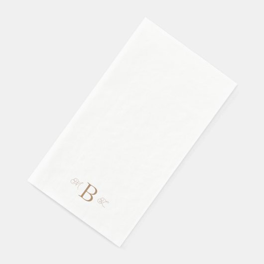 Serviette En Papier Gold Combo Police Monogramme Mariage blanc (Coin)