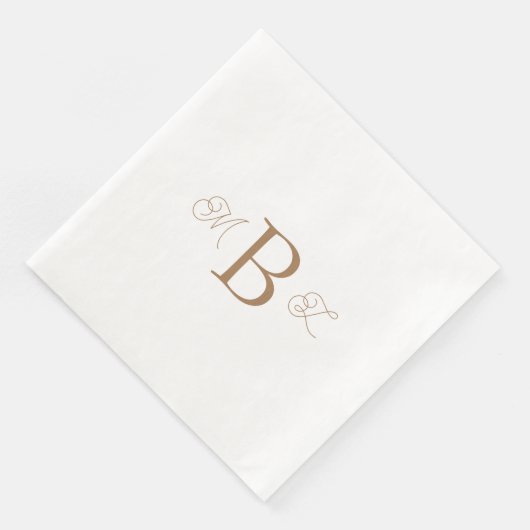 Serviette En Papier Gold Combo Police Monogramme Mariage blanc (Coin)
