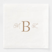 Serviette En Papier Gold Combo Police Monogramme Mariage blanc (Devant)
