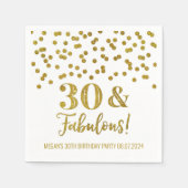 Serviette En Papier Gold Confetti 30 & Fabuleux (Devant)