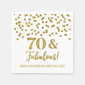Serviette En Papier Gold Confetti 70 & Fabuleux (Devant)