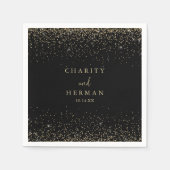 Serviette En Papier Gold Confetti Calligraphie Script Mariage serviett (Devant)