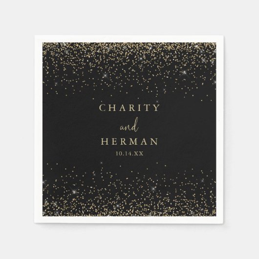 Serviette En Papier Gold Confetti Calligraphie Script Mariage serviett (Devant)