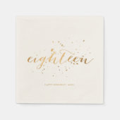 Serviette En Papier Gold Confetti Dix-huit ans fête d'anniversaire Ecr (Devant)