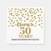 Serviette En Papier Gold Confetti encourage à 50 ans anniversaire (Devant)