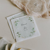 Serviette En Papier Gold Confetti Eucalyptus Foliage Mariage Napkin