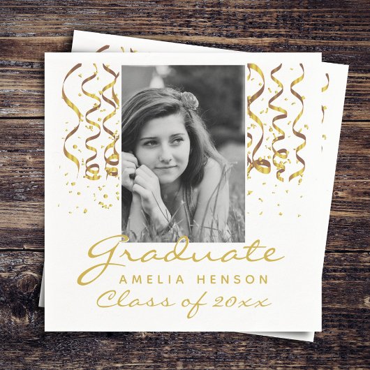 Serviette En Papier Gold Confetti Graduate Photo