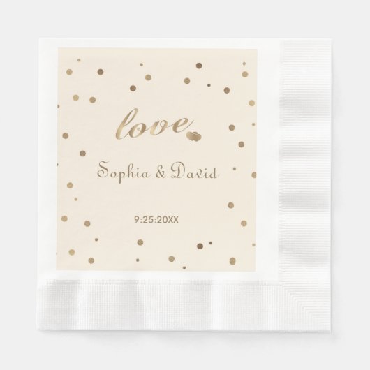 Serviette En Papier Gold Confetti Love Champagne Mariage (Devant)