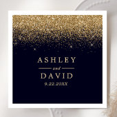 Serviette En Papier Gold Confetti Marine Bleu Mariage moderne