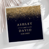 Serviette En Papier Gold Confetti Marine Bleu Mariage moderne