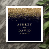 Serviette En Papier Gold Confetti Marine Bleu Mariage moderne