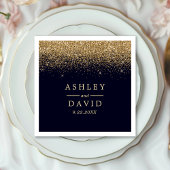 Serviette En Papier Gold Confetti Marine Bleu Mariage moderne