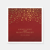 Serviette En Papier Gold Confetti Maroon Rouge (Devant)