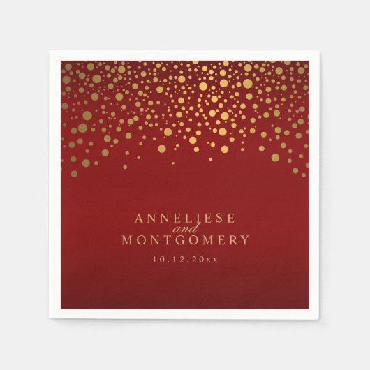 Serviette En Papier Gold Confetti Maroon Rouge (Devant)