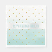 Serviette En Papier Gold Confetti Mint Aquarelle Nom (Devant)