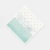Serviette En Papier Gold Confetti Mint Aquarelle Nom (Coin)