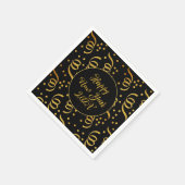Serviette En Papier Gold Confetti Noir Bonne année (Coin)