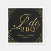 Serviette En Papier Gold Confetti Noir I Do BBQ (Devant)