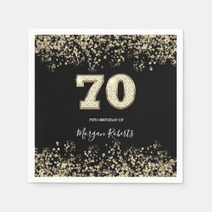 Serviette En Papier Gold Confetti Parties scintillant Noir 70e fête d'