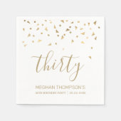 Serviette En Papier Gold Confetti Personnalisé 30e fête d'anniversaire (Devant)