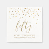 Serviette En Papier Gold Confetti Personnalisé 50e fête d'anniversaire (Devant)