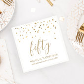 Serviette En Papier Gold Confetti Personnalisé 50e fête d'anniversaire