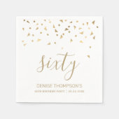 Serviette En Papier Gold Confetti Personnalisé 60e fête d'anniversaire (Devant)