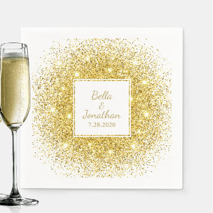 Serviette En Papier Gold Confetti Romantique Élégant mariage personnal