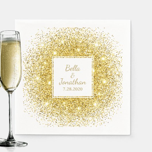 Serviette En Papier Gold Confetti Romantique Élégant mariage personnal
