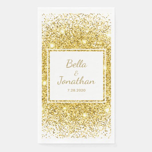 Serviette En Papier Gold Confetti Romantique Élégant mariage personnal (Devant)