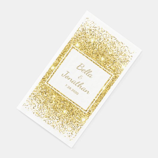 Serviette En Papier Gold Confetti Romantique Élégant mariage personnal (Coin)