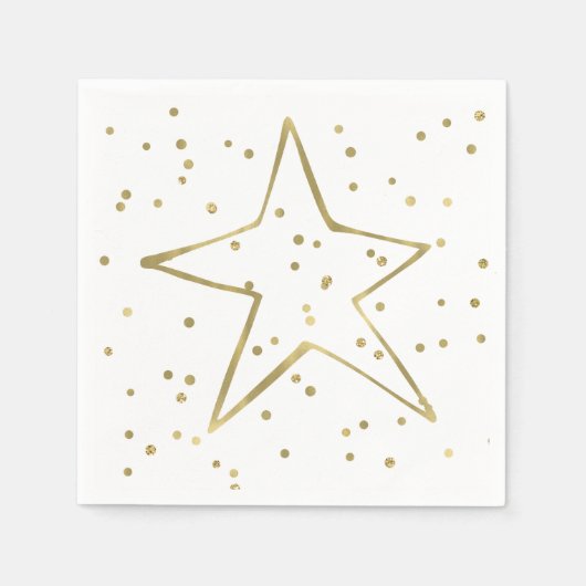 Serviette En Papier Gold Confetti Star (Devant)