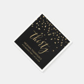 Serviette En Papier Gold Confetti sur Black 30th Birthday Party (Coin)