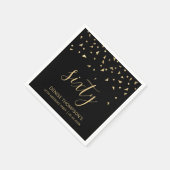 Serviette En Papier Gold Confetti sur Black 60th Birthday Party (Coin)