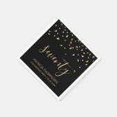Serviette En Papier Gold Confetti sur Black 70th Birthday Party (Coin)