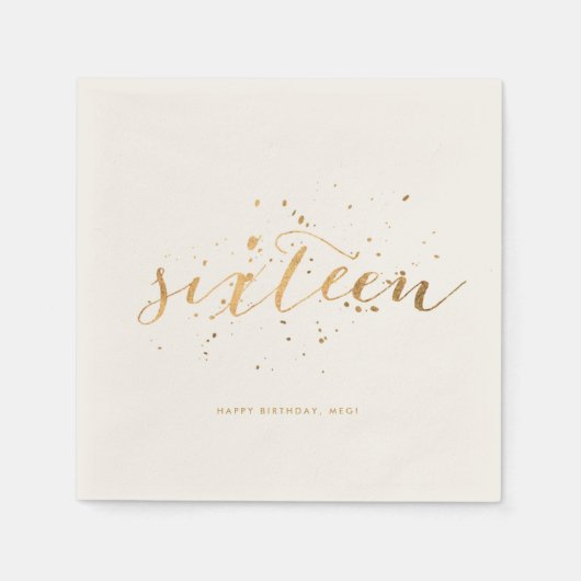 Serviette En Papier Gold Confetti Sweet sixteen 16e anniversaire Ecru (Devant)