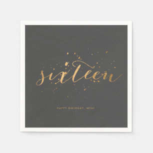 Serviette En Papier Gold Confetti Sweet sixteen 16e fête d'anniversair