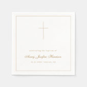 Serviette En Papier Gold Cross Christening Baptism Religious Party (Devant)
