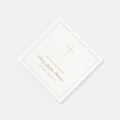 Serviette En Papier Gold Cross Christening Baptism Religious Party (Coin)