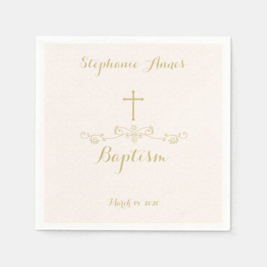Serviette En Papier Gold Cross et Laurels (Devant)