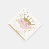 Serviette En Papier Gold Crown Blush rose Floral Princess Anniversaire (Coin)