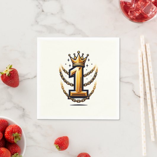 Serviette En Papier Gold Crown Chain Drift 1 #1 1er fête d'anniversair (En situation)