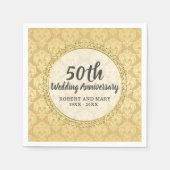 Serviette En Papier Gold Damask 50e anniversaire de Mariage (Devant)