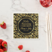 Serviette En Papier Gold Damask Et Gold Divider (En situation)